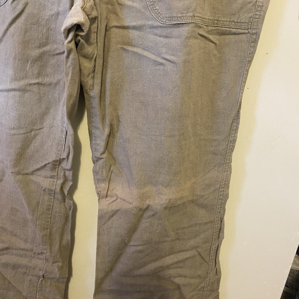 Y2K Banana Republic Women Pants WideLeg Sz 12 DarkGrey 100% Organic Linen Casual - Picture 11 of 11